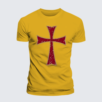 Knights Templar Crusader Cross Jesus God Christian Premium Mercerized Cotton Tee
