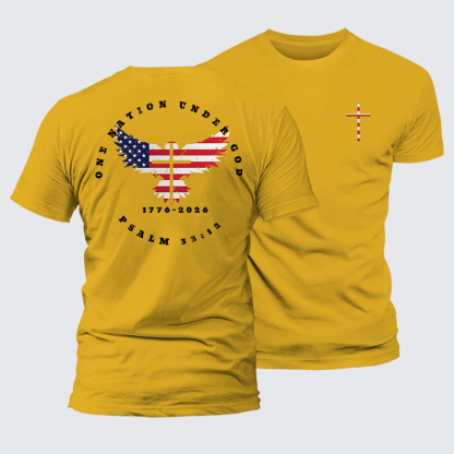 One Nation Under God Jesus God Christian Premium Mercerized Cotton Tee