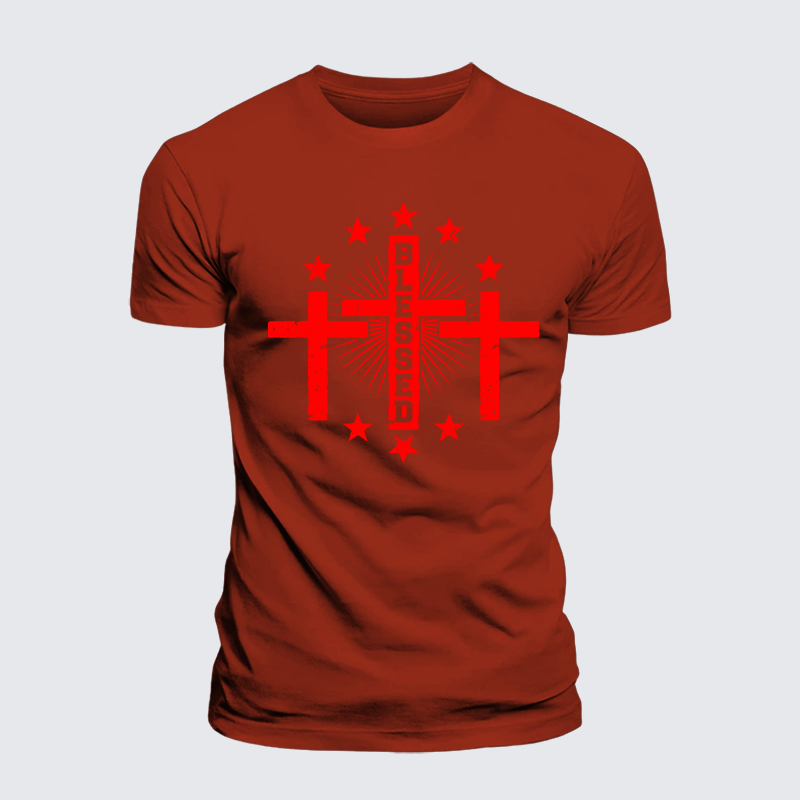 Blessed Cross Jesus God Christian Premium Mercerized Cotton Tee