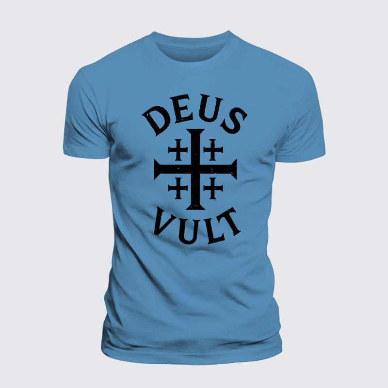 Deus Vult Jesus God Christian Premium Mercerized Cotton Tee