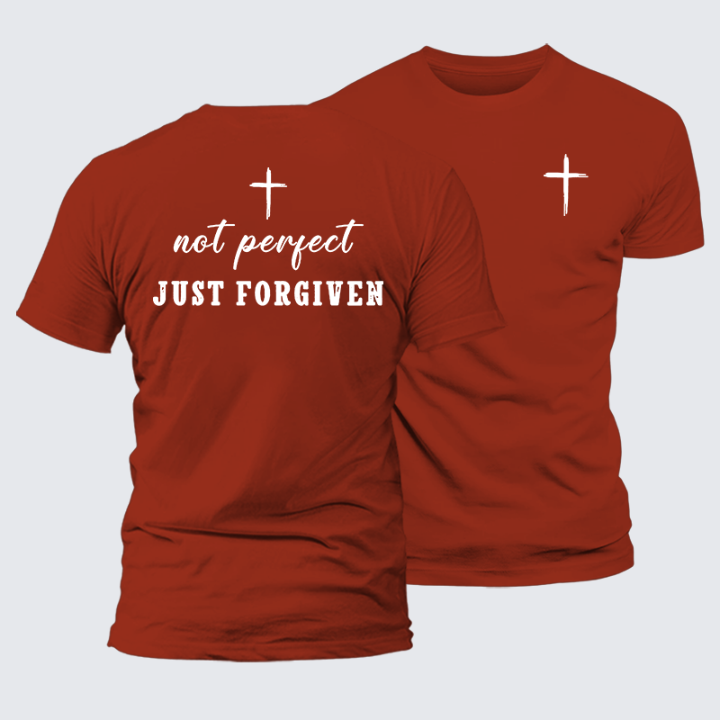 Not Perfect Just Forgiven Jesus God Christian Premium Mercerized Cotton Tee