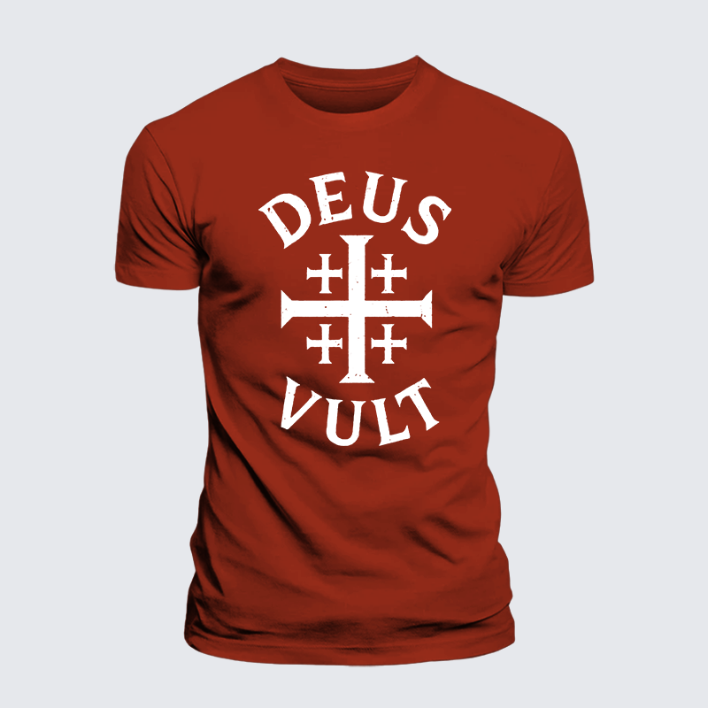 Deus Vult Jesus God Christian Premium Mercerized Cotton Tee