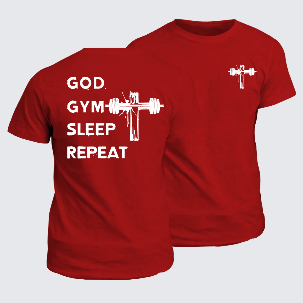 God Gym Sleep Repeat Jesus God Christian Cotton T-Shirt