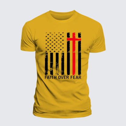 Faith Over Fear Jesus God Christian Premium Mercerized Cotton Tee