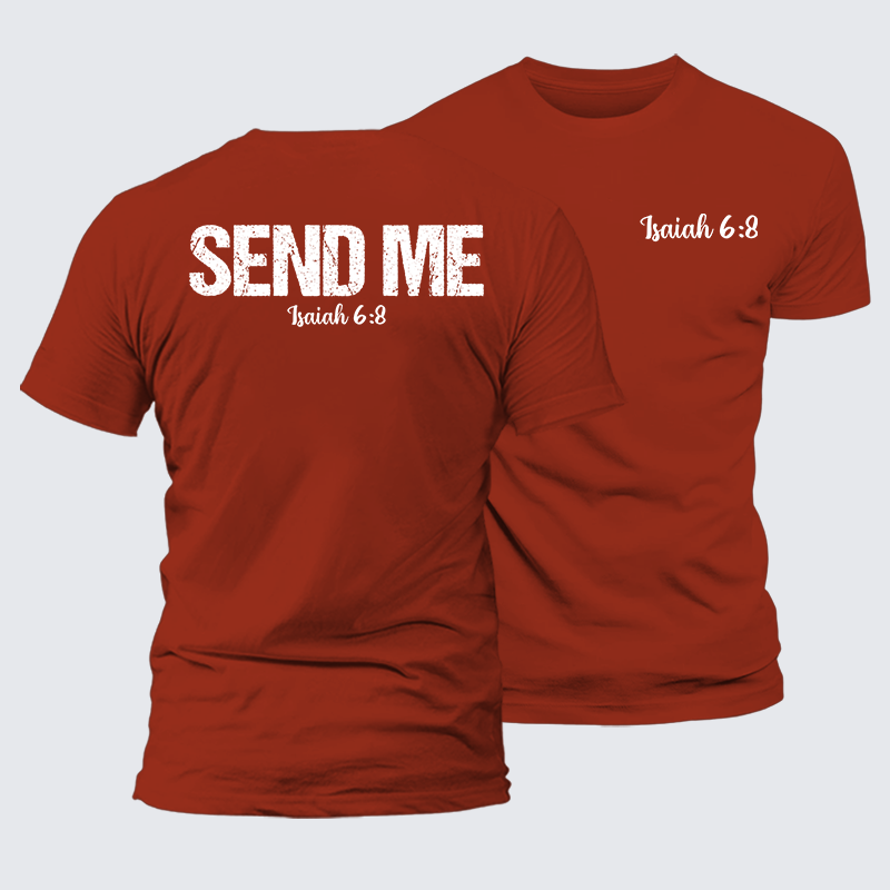 Isaiah 6:8 - SEND ME Jesus God Christian Premium Mercerized Cotton Tee
