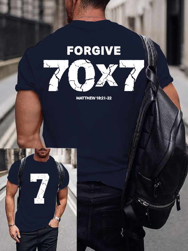 Forgive 70 7 Jesus God Christian Cotton T-Shirt