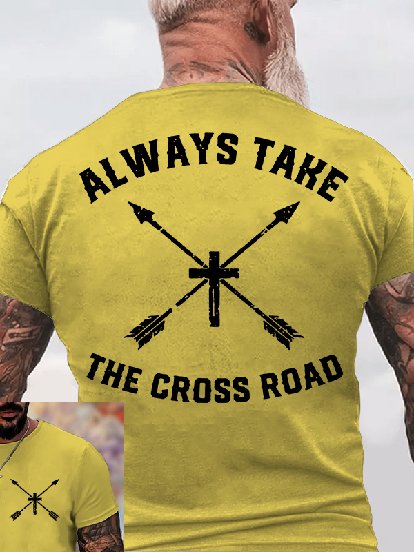 Take The Cross Road Jesus God Christian Cotton T-Shirt