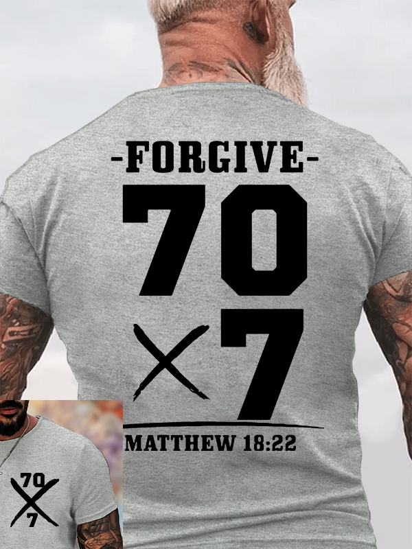 Forgive 70 times 7  Jesus God Christian Cotton T-Shirt