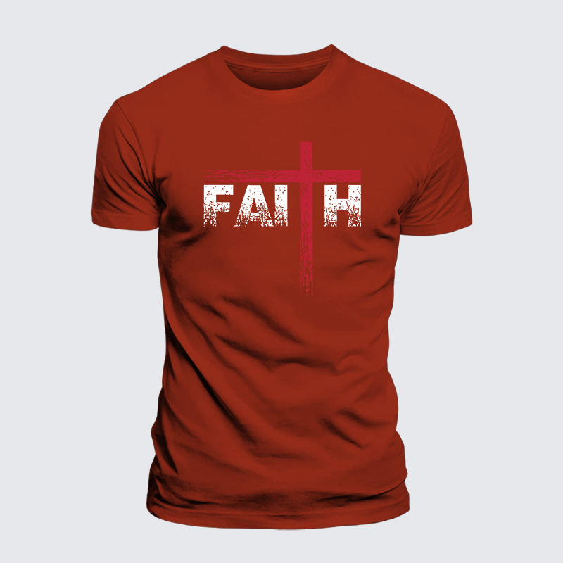 Faith Cross Jesus God Christian Premium Mercerized Cotton Tee