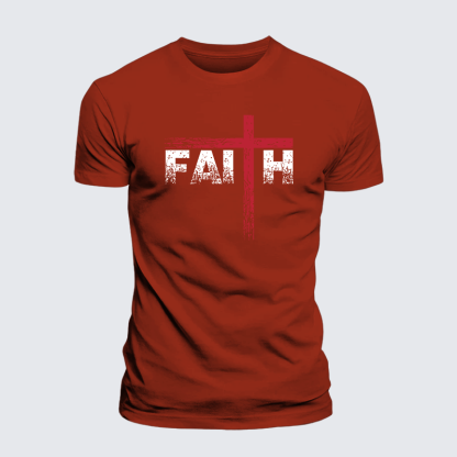 Faith Cross Jesus God Christian Premium Mercerized Cotton Tee