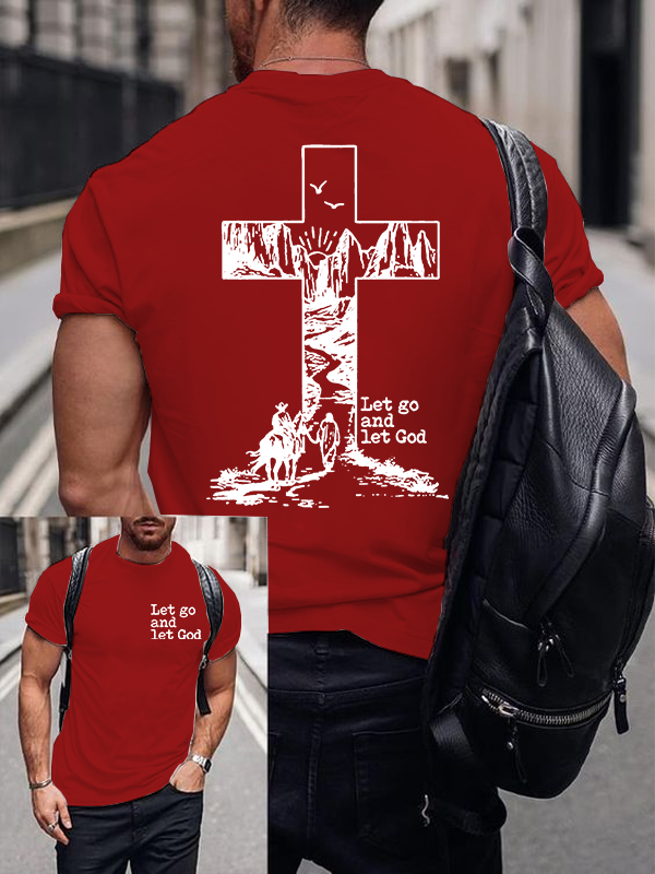 Let Go and Let God Jesus God Christian Cotton T-Shirt