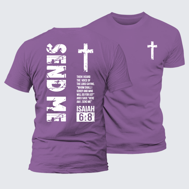 Send Me Isaiah 6:8 Christian Premium Mercerized Cotton Tee