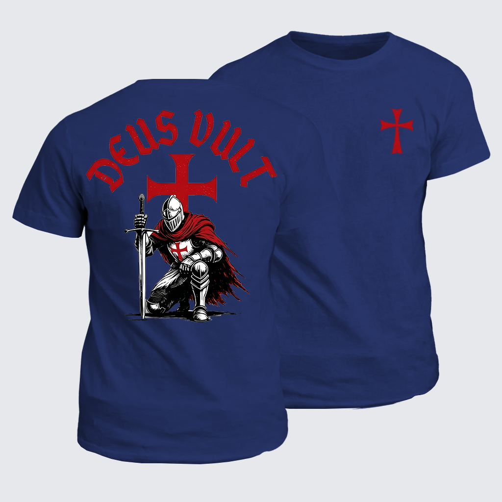 Templar Knight Crusader Deus Vult Jesus God Christian Cotton T-Shirt