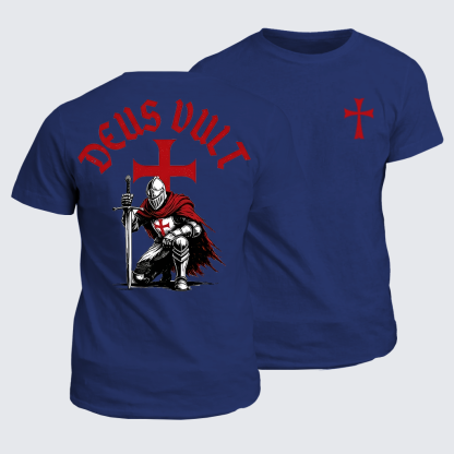 Templar Knight Crusader Deus Vult Jesus God Christian Cotton T-Shirt