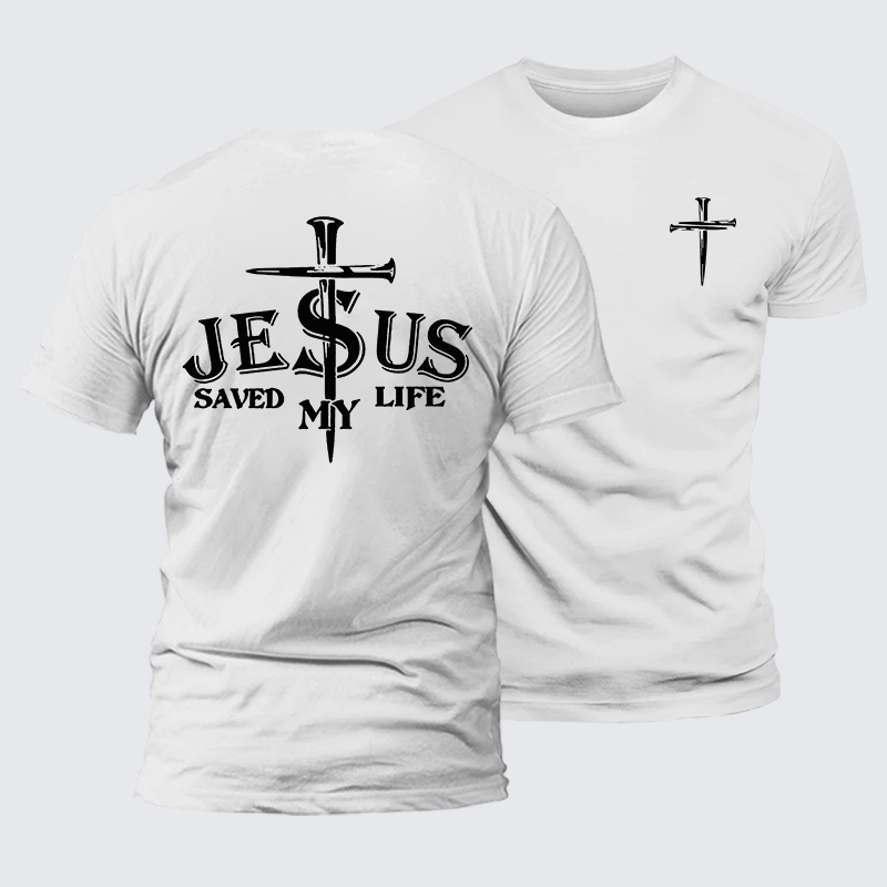 Jesus Saved My Life Jesus God Christian Premium Mercerized Cotton Tee