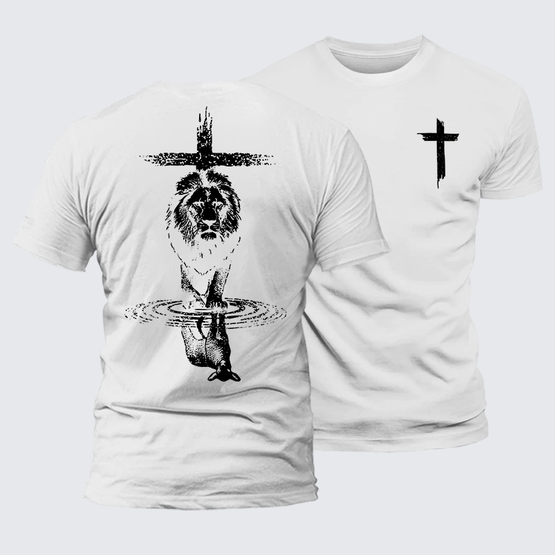 Power And Peace Faith Cross Jesus God Christian Premium Mercerized Cotton Tee