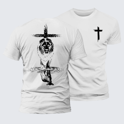 Power And Peace Faith Cross Jesus God Christian Premium Mercerized Cotton Tee