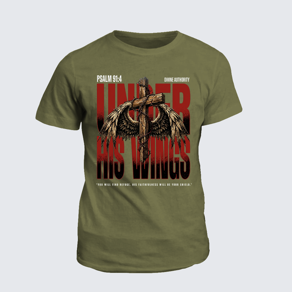 His Wings Jesus God Christian Cotton T-Shirt