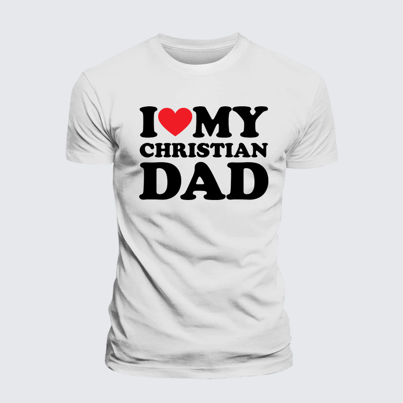 I Love My Christian Dad Jesus God Christian Premium Mercerized Cotton Tee