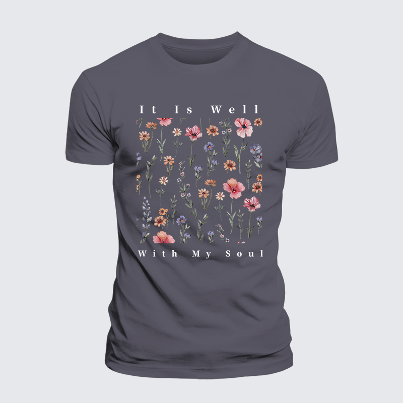 It Is Well With My Soul Jesus God Christian Premium Mercerized Cotton Tee