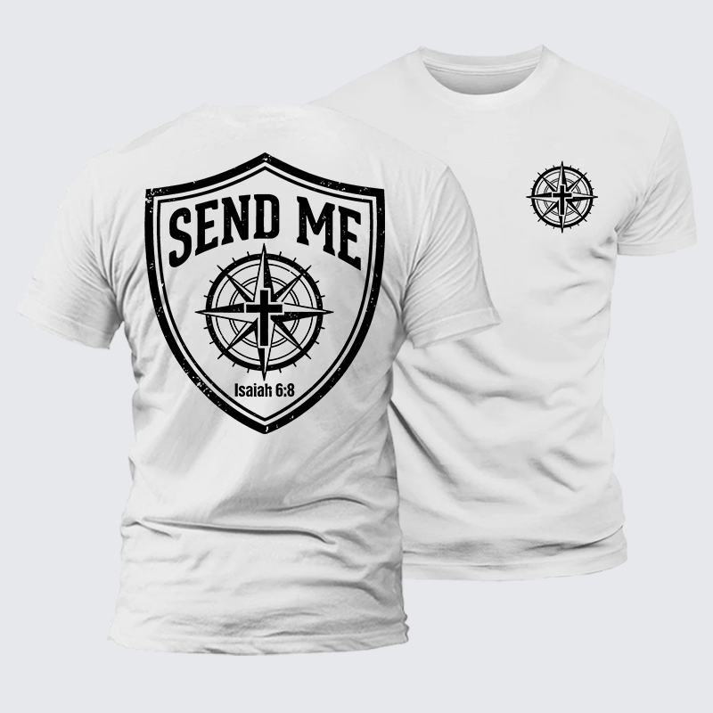 Isaiah 6:8 - SEND ME Jesus God Christian Premium Mercerized Cotton Tee