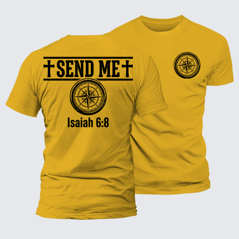 Isaiah 6:8 - SEND ME Jesus God Christian Premium Mercerized Cotton Tee