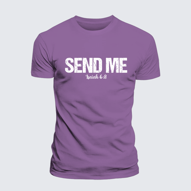 Isaiah 6:8 - SEND ME Jesus God Christian Premium Mercerized Cotton Tee