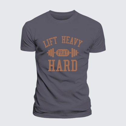 Lift Heavy Pray Hard Jesus God Christian Premium Mercerized Cotton Tee