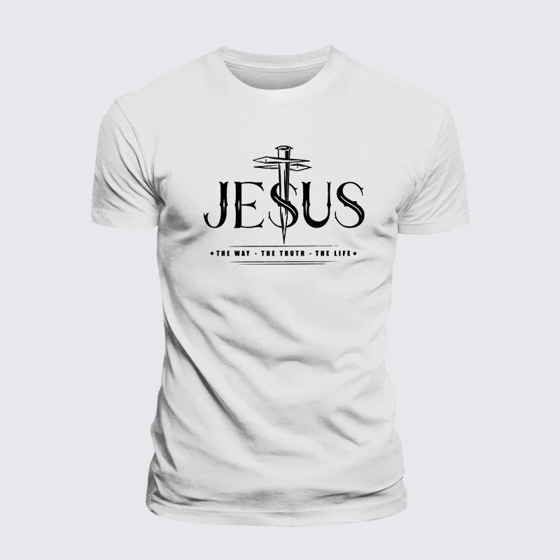 Jesus The Way The Truth The Life Jesus God Christian Premium Mercerized Cotton Tee