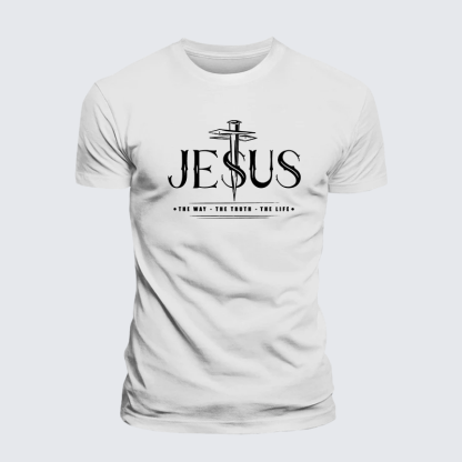 Jesus The Way The Truth The Life Jesus God Christian Premium Mercerized Cotton Tee