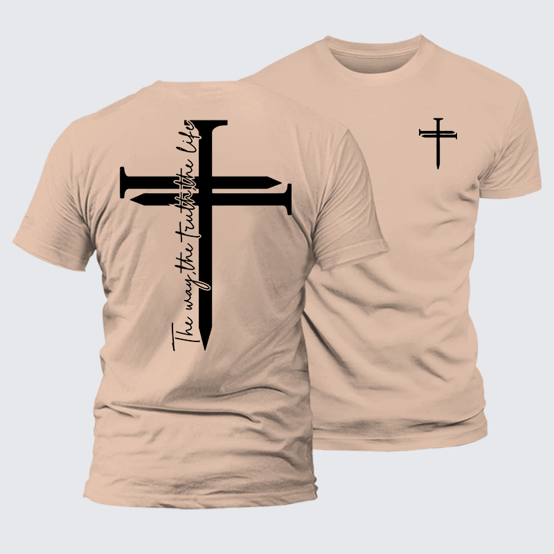Jesus The Way The Truth The Life Cross Jesus God Christian Premium Mercerized Cotton Tee
