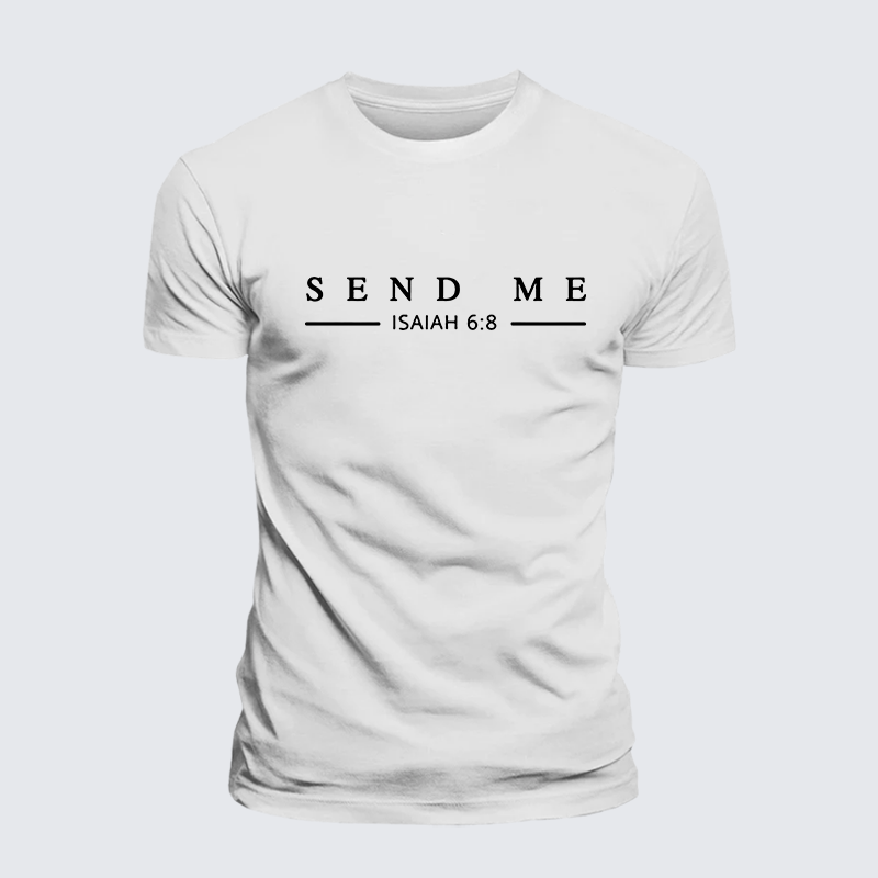 Send Me Isaiah 6:8 Jesus God Christian Premium Mercerized Cotton Tee