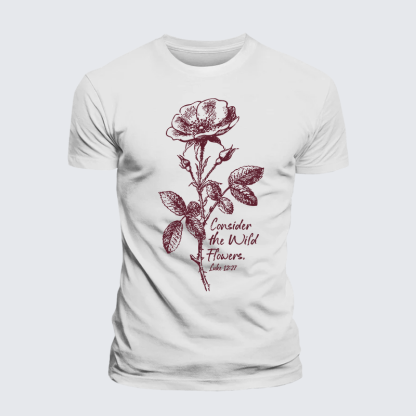 Consider the Wild Flowers Jesus God Christian Premium Mercerized Cotton Tee
