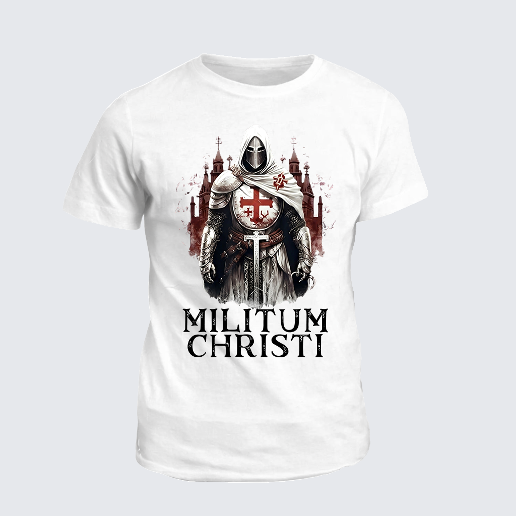 Knight Catholic Religious Military Crusader  Jesus God Christian Cotton T-Shirt