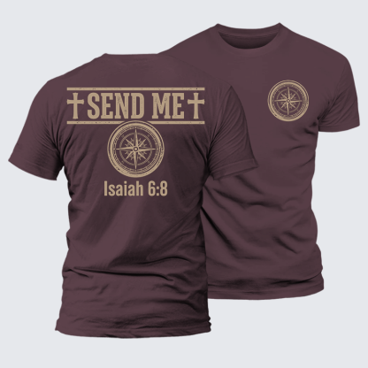 Isaiah 6:8 - SEND ME Jesus God Christian Premium Mercerized Cotton Tee
