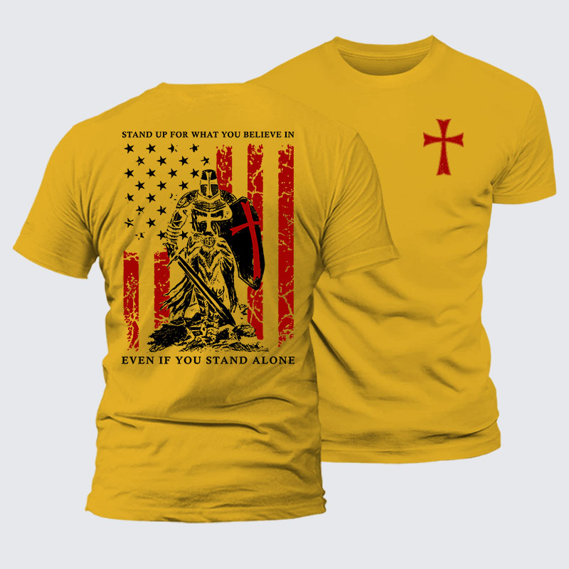 Stand Up For What You Believe  Jesus God Christian Premium Mercerized Cotton Tee