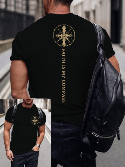 Faith Is My Compass Jesus God Christian Cotton T-Shirt