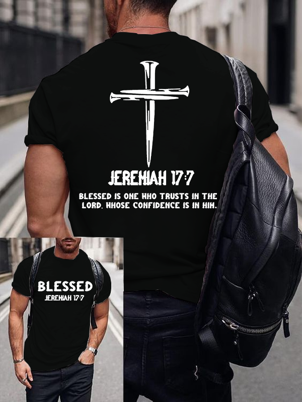 Blessed Is One Who Trusts In The Lord Jesus God Christian Cotton T-Shirt