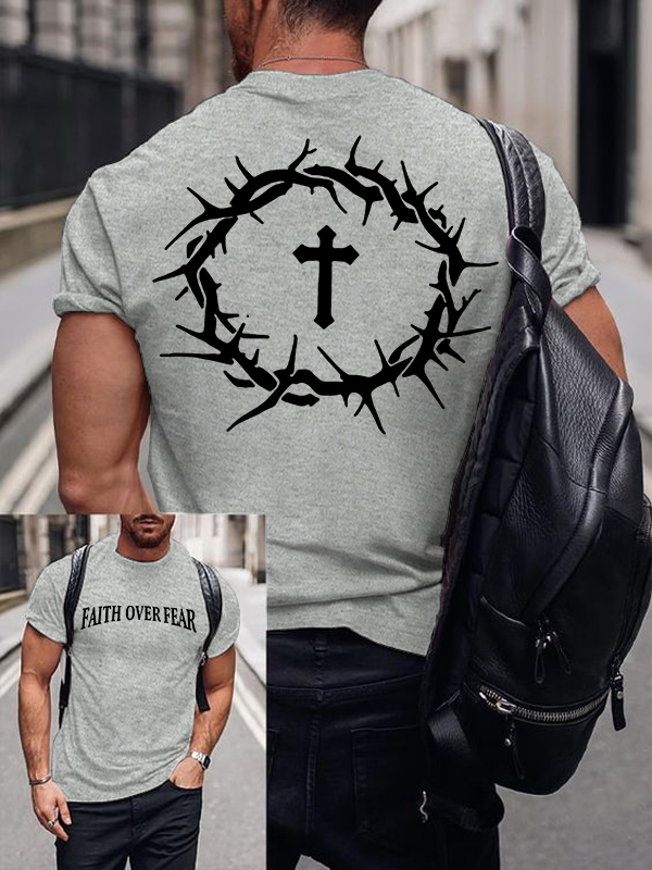 Faith Over Fear Jesus God Christian Cotton T-Shirt
