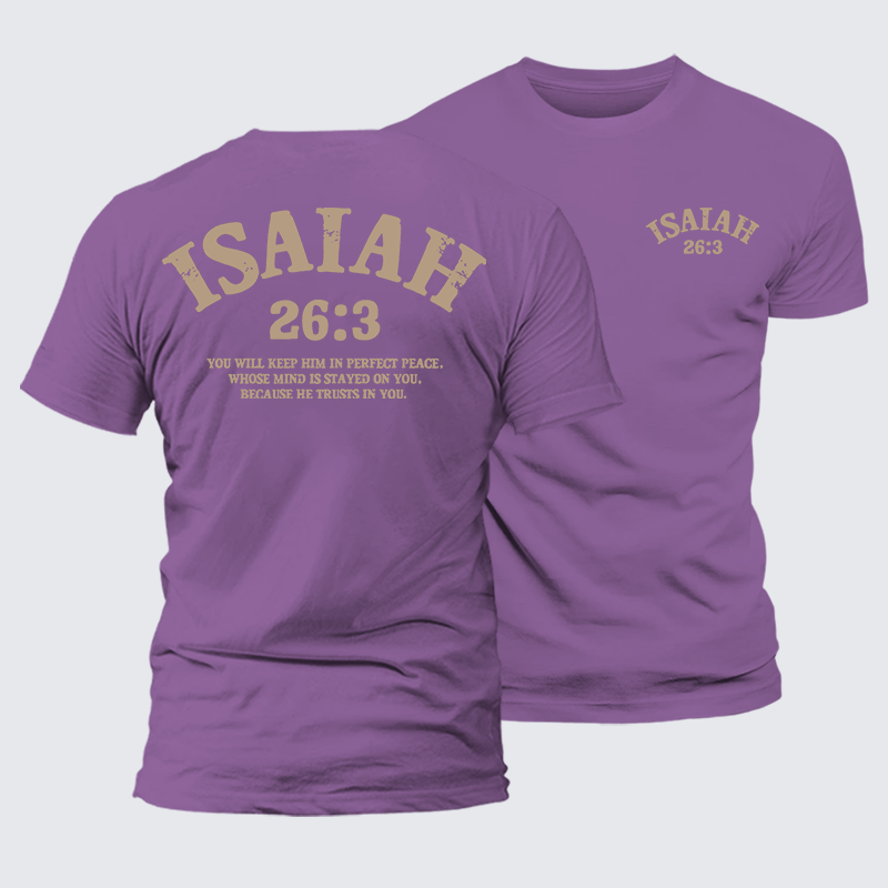 Isaiah 26:3 Perfect Peace Jesus God Christian Premium Mercerized Cotton Tee