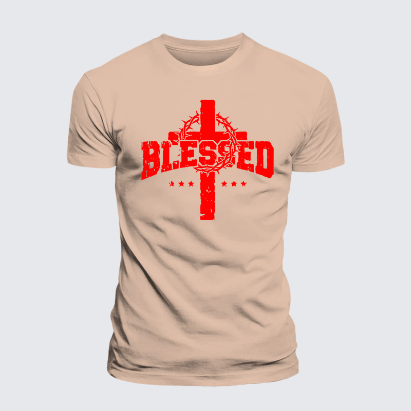 Blessed Cross Jesus God Christian Premium Mercerized Cotton Tee
