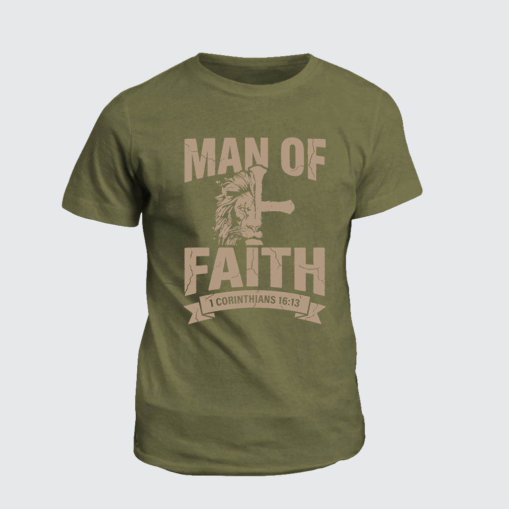 Man of Faith Jesus God Christian Cotton T-Shirt