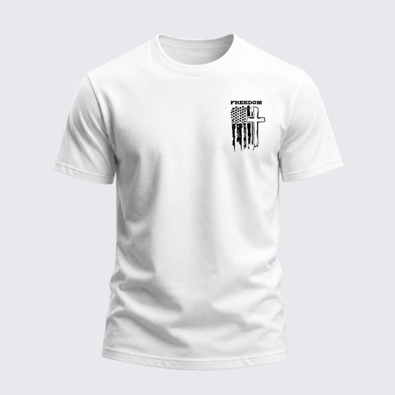 Heavyweight Cotton Tee -Freedom Cross Vertical Flag