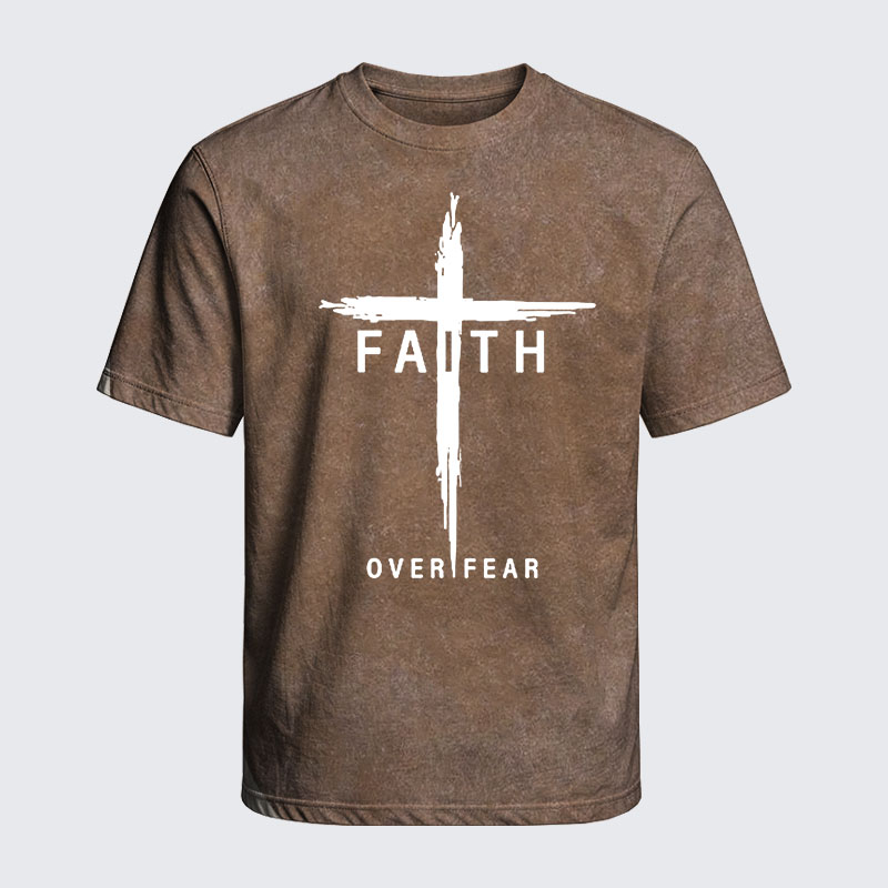 Washed T-Shirt - Faith Over Fear Cross