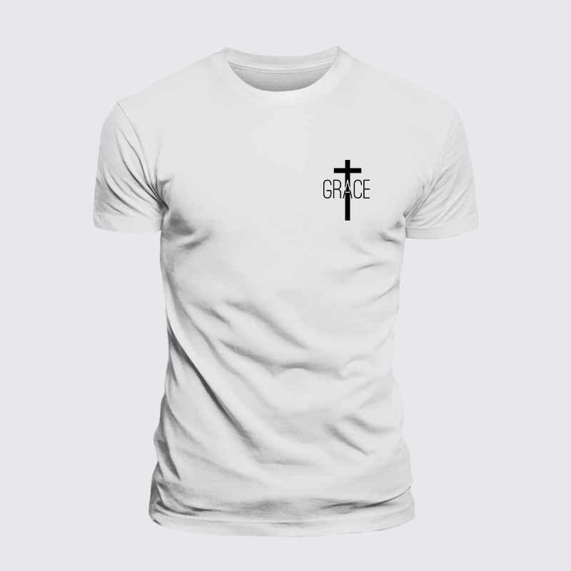 Grace Cross Jesus God Christian Premium Mercerized Cotton Tee