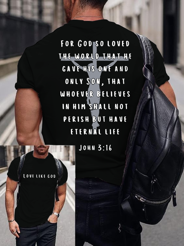 Man Of God Husband Dad Jesus God Christian Cotton T-Shirt