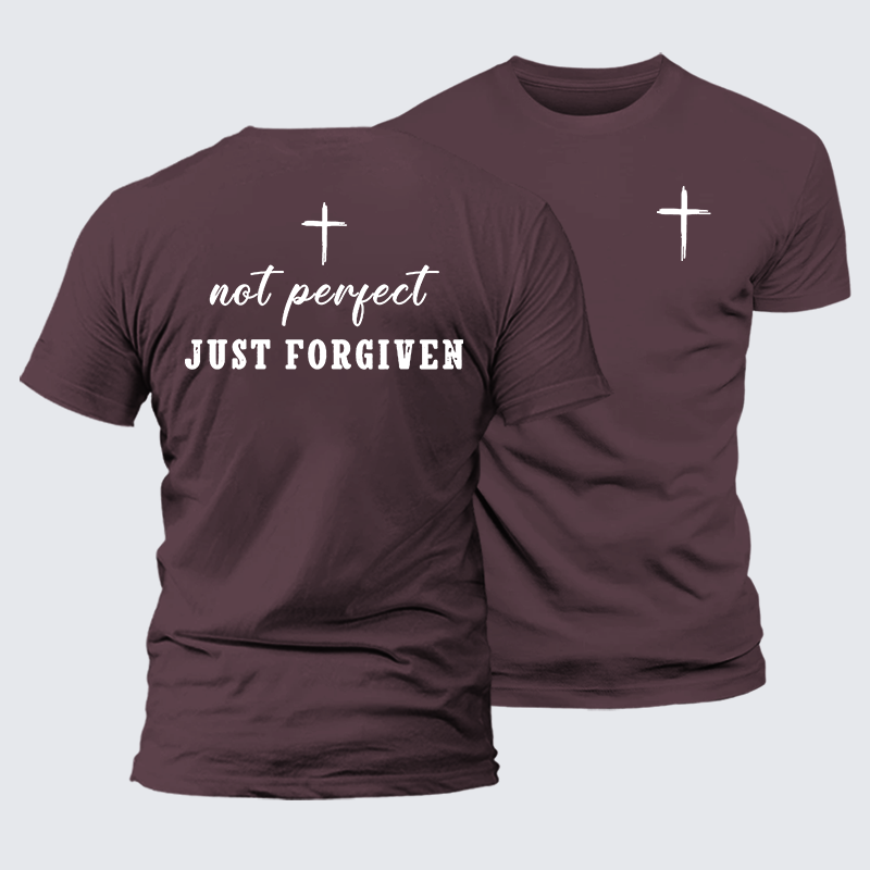 Not Perfect Just Forgiven Jesus God Christian Premium Mercerized Cotton Tee
