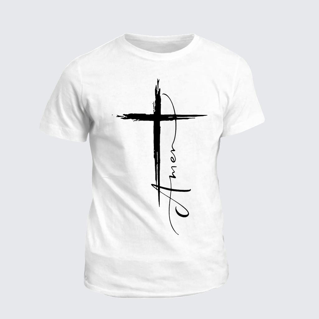 Amen Cross Jesus God Christian Cotton T-Shirt