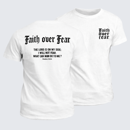 Faith Over Fear Cross Jesus God Christian Cotton T-Shirt