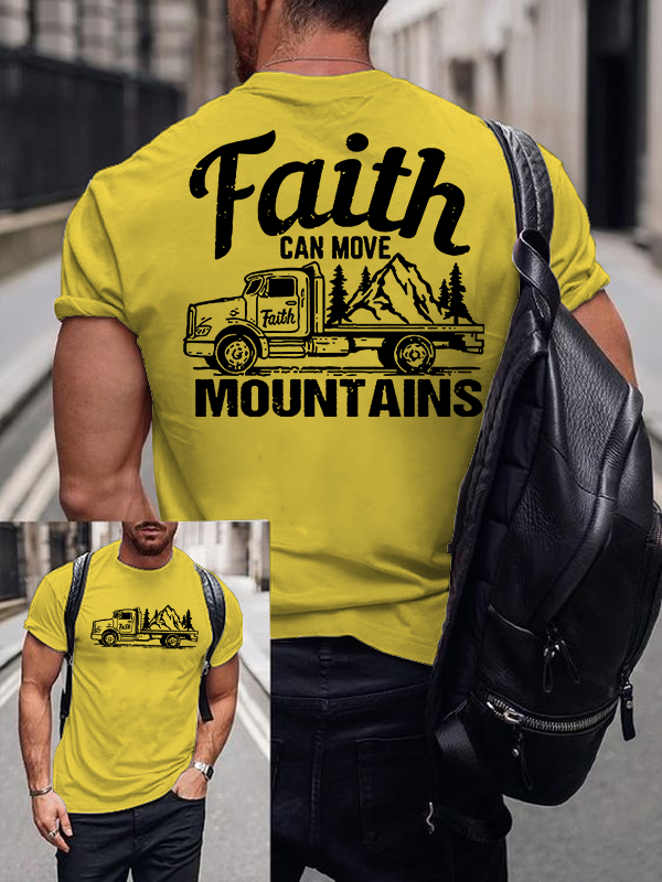Faith Can Move Mountains Jesus God Christian Cotton T-Shirt